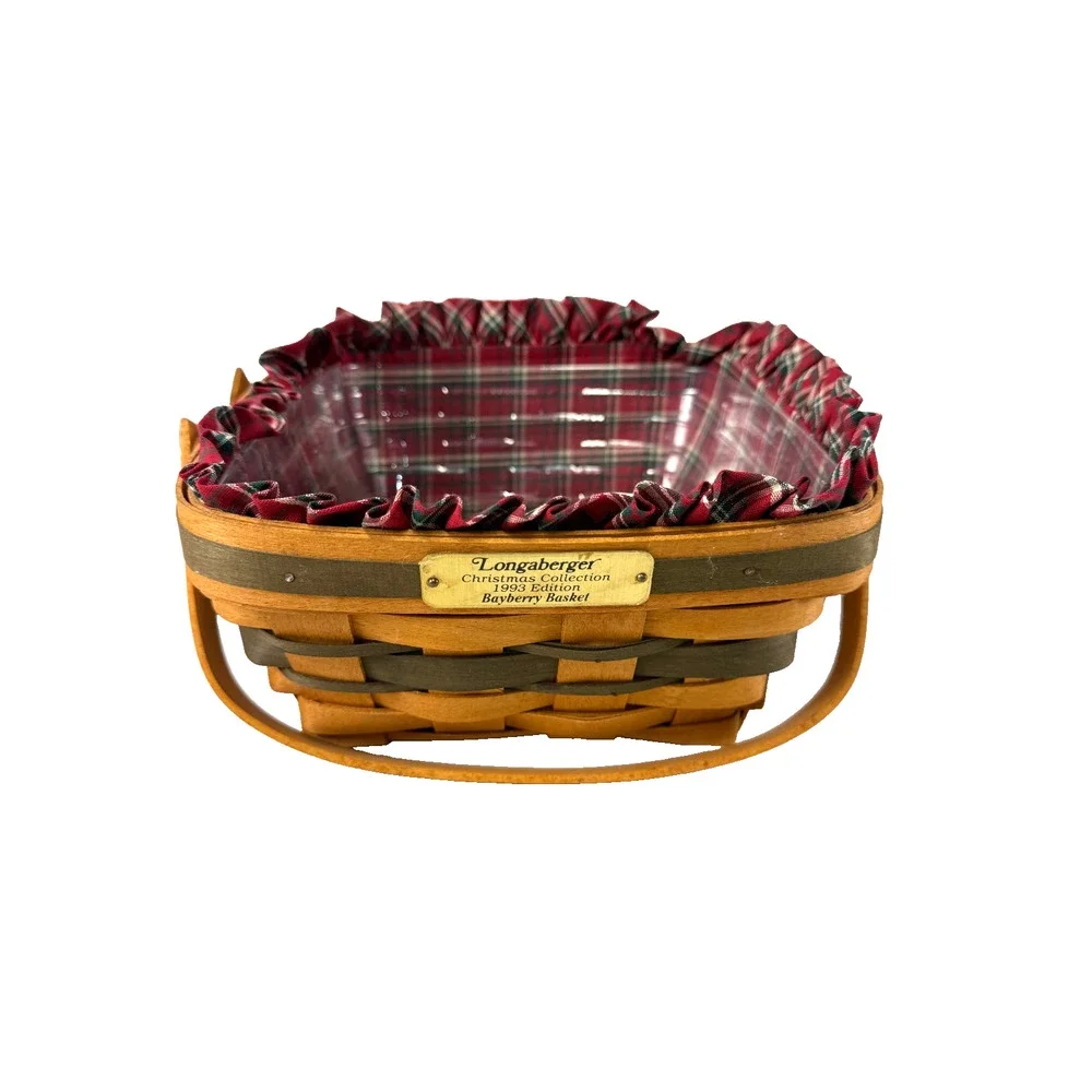 1993 Longaberger Bayberry Basket Christmas Collection Green Trim Vintage
